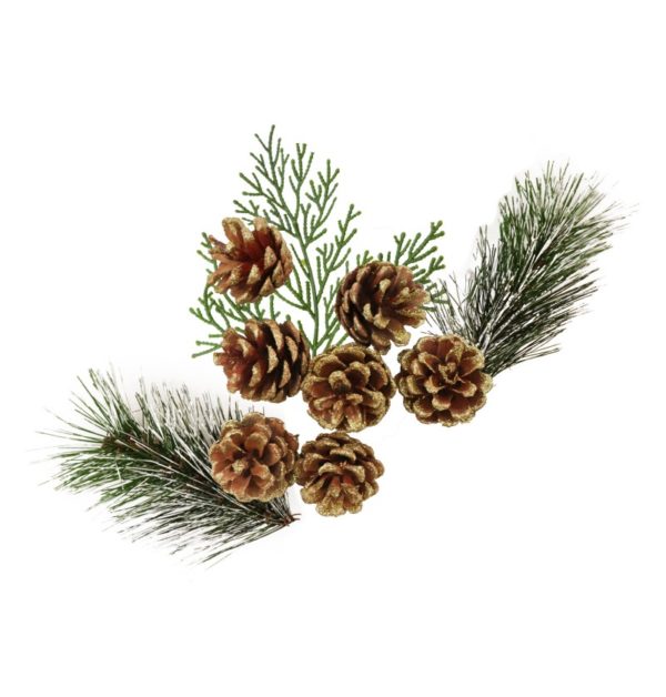 sachet-100g-decorations-hiver-sapin-pommes-de-pin-fougere-or-paillete-naturel