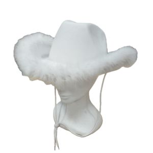ACCESSOIRESCOWGIRL-CHAPEAUX-BLANC-FOURRURE