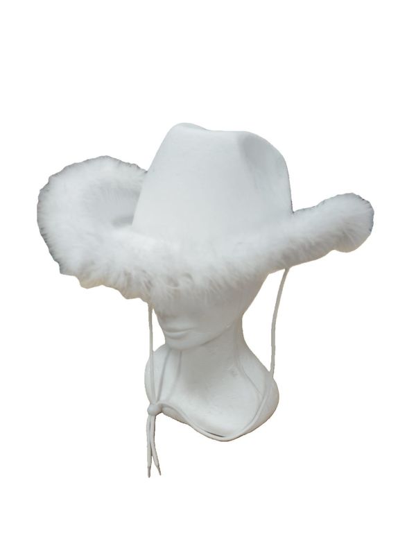 ACCESSOIRESCOWGIRL-CHAPEAUX-BLANC-FOURRURE