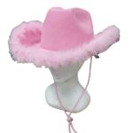 ACCESSOIRESCOWGIRL-CHAPEAUX-ROSE-FOURRURE