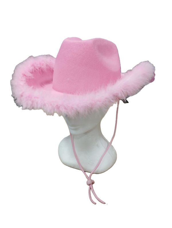 ACCESSOIRESCOWGIRL-CHAPEAUX-ROSE-FOURRURE