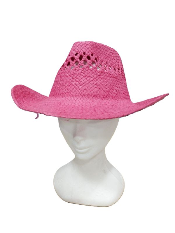 ACCESSOIRESDEFETES-FLUO-CHAPEAU-COWBOY-PAILLE-ROSE