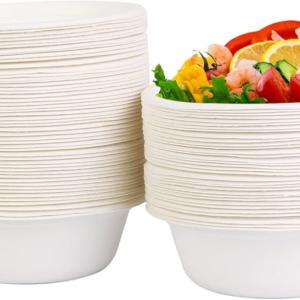 50 Bols à soupe 350ml pulpe de blé biodégradables – Image 1