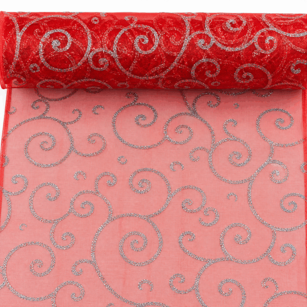 CHEMINDETABLE-ORGANDI-ROUGE-PAILLETTES-ARGENTEE CHEMINDETABLE-ORGANDI-ROUGE-PAILLETTES-ARGENTEE