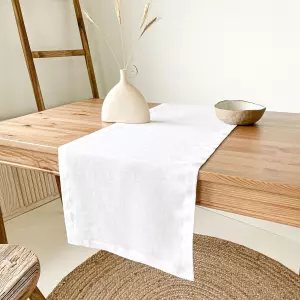 CHEMIN DE TABLE BLANC ESPRIT LIN 30x250cm