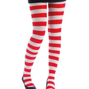 ACCESSOIRESDEFETES-COLLANTS-OPAQUE-RAYE-ROUGEETBLANC-TAILLEUNIQUE