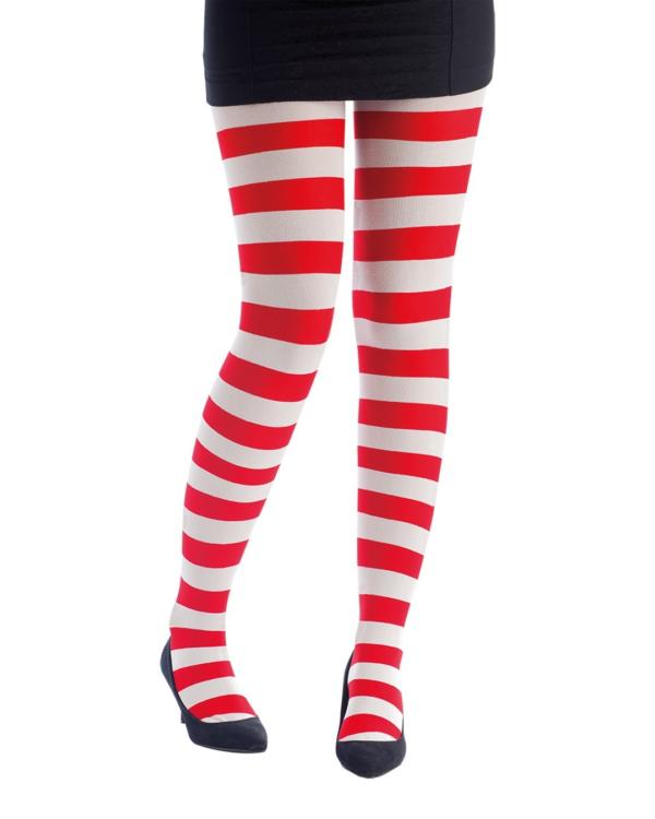 ACCESSOIRESDEFETES-COLLANTS-OPAQUE-RAYE-ROUGEETBLANC-TAILLEUNIQUE