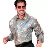 DEGUISEMENT-ADULTE-ANNEES70-CHEMISE-ARGENT-HOLOGRAPHIQUE-PORTER