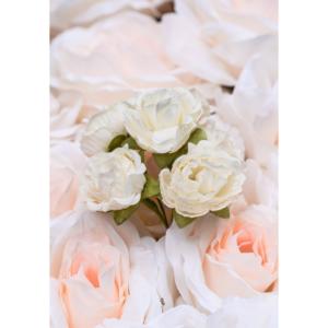 Bouquet 6 pivoines blanches 14cm – Image 2