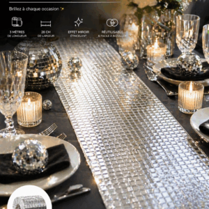 ANNIVERSAIREADULTE-DISCO-CHEMINDETABLE-MIROIR-ARGENT