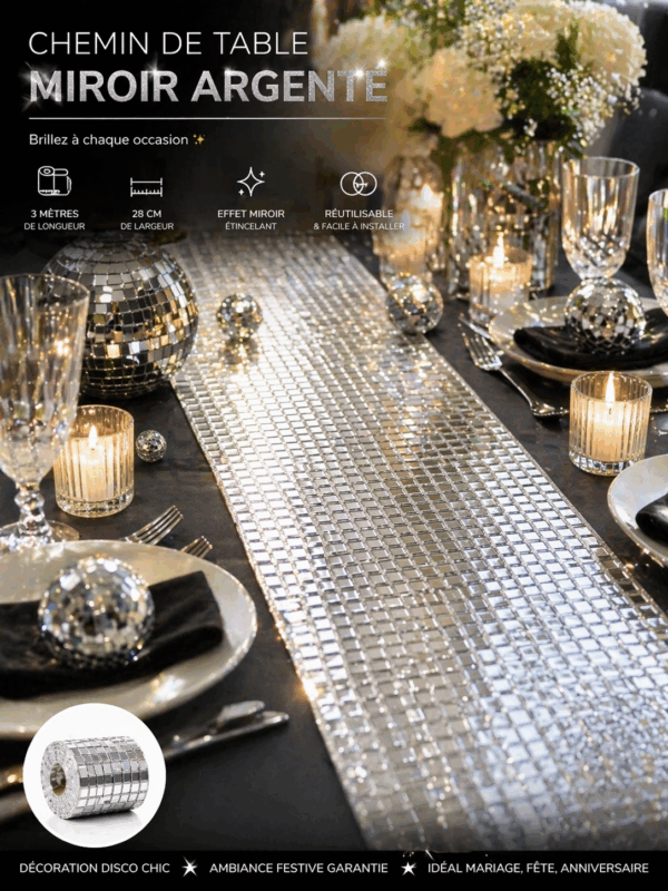 ANNIVERSAIREADULTE-DISCO-CHEMINDETABLE-MIROIR-ARGENT