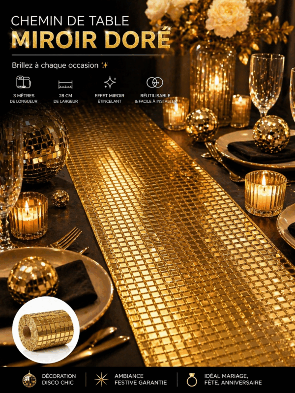 ANNIVERSAIREADULTE-DISCO-CHEMINDETABLE-MIROIR-DOREE